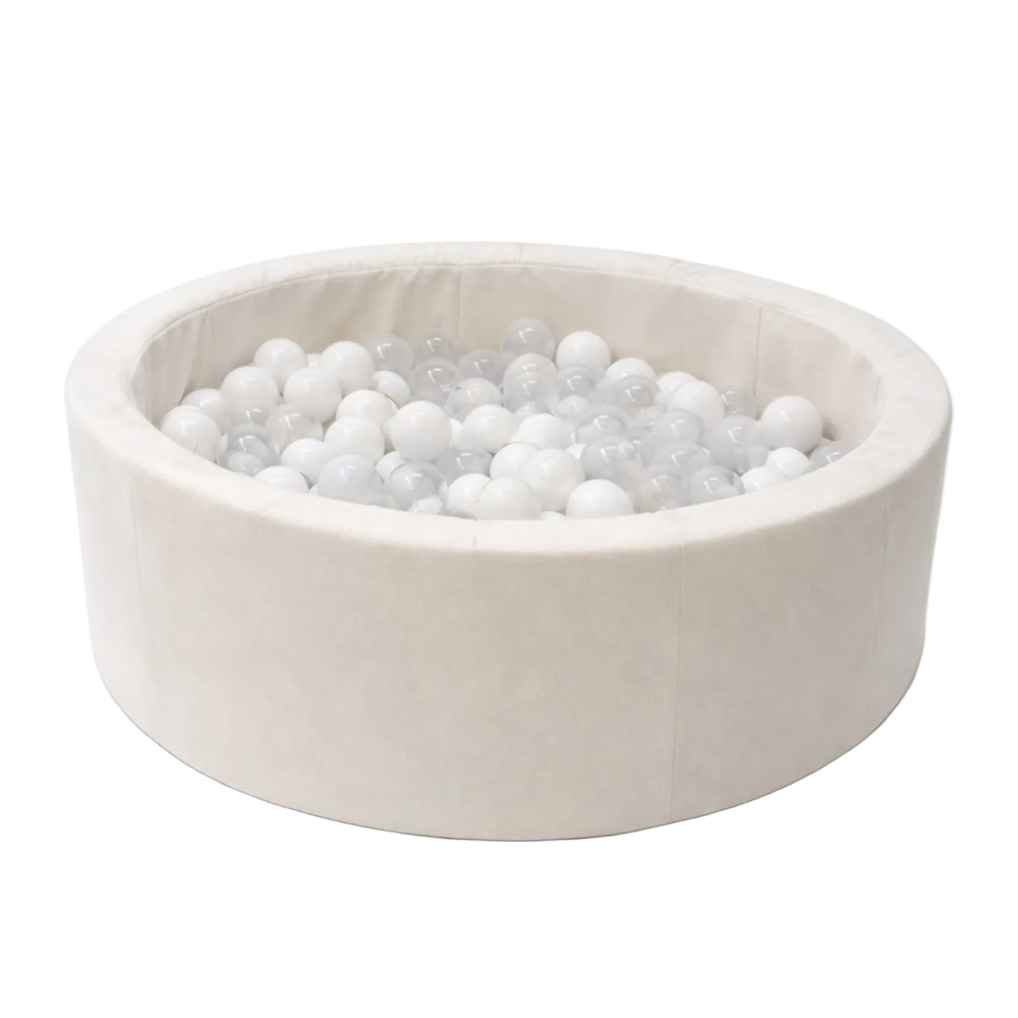 Foam Ball Pit for Child | Beige | 200 Balls White/Transparent