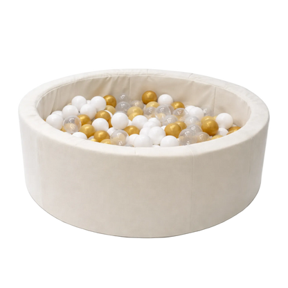 Foam Ball Pit for Child | Beige | 200 Balls Gold/Beige/White/Transparent