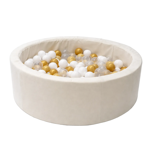 Foam Ball Pit for Child | Beige | 200 Balls Gold/Beige/White/Transparent
