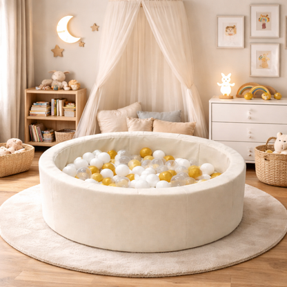 Foam Ball Pit for Child | Beige | 200 Balls Gold/Beige/White/Transparent
