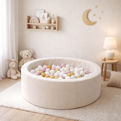 Foam Ball Pit for Child | Beige | 200 Balls Beige/White/Mint/Pastel Pink