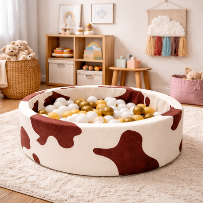 Foam Ball Pit for Child | Cow | 200 Balls White/Beige/Platinum Gold