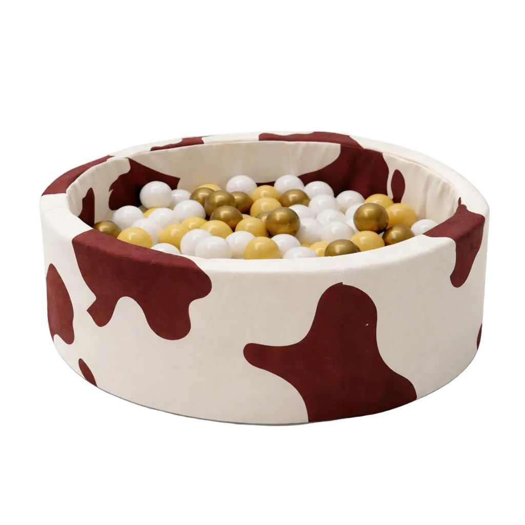 Foam Ball Pit for Child | Cow | 200 Balls White/Beige/Platinum Gold