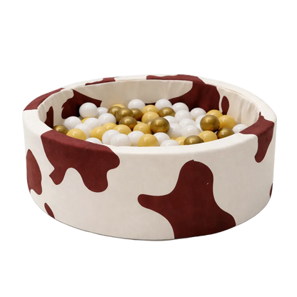 Foam Ball Pit for Child | Cow | 200 Balls White/Beige/Platinum Gold