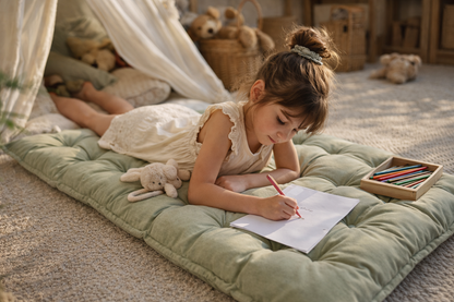 Quilted Kids' Floor Cushion | Play & Relaxation Mat | Blue | 3 Sizes Available