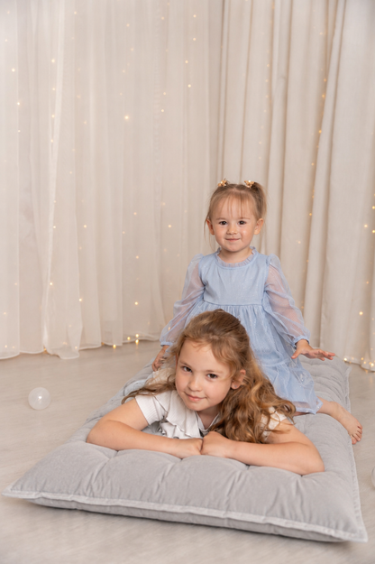 Quilted Kids' Floor Cushion | Play & Relaxation Mat | Blue | 3 Sizes Available