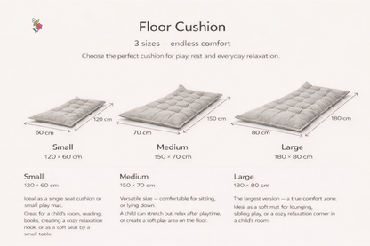 Quilted Kids' Floor Cushion | Play & Relaxation Mat | Blue | 3 Sizes Available