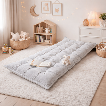 Quilted Kids' Floor Cushion | Play & Relaxation Mat | Blue | 3 Sizes Available