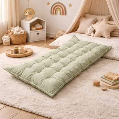 Quilted Kids' Floor Cushion | Play & Relaxation Mat | Green | 3 Sizes Available