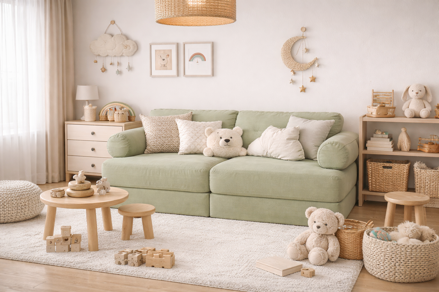 Modular Sofa for Children Green